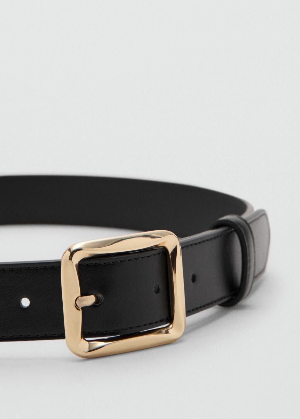 Black Square Buckle Belt, 0201_99, large image number 0