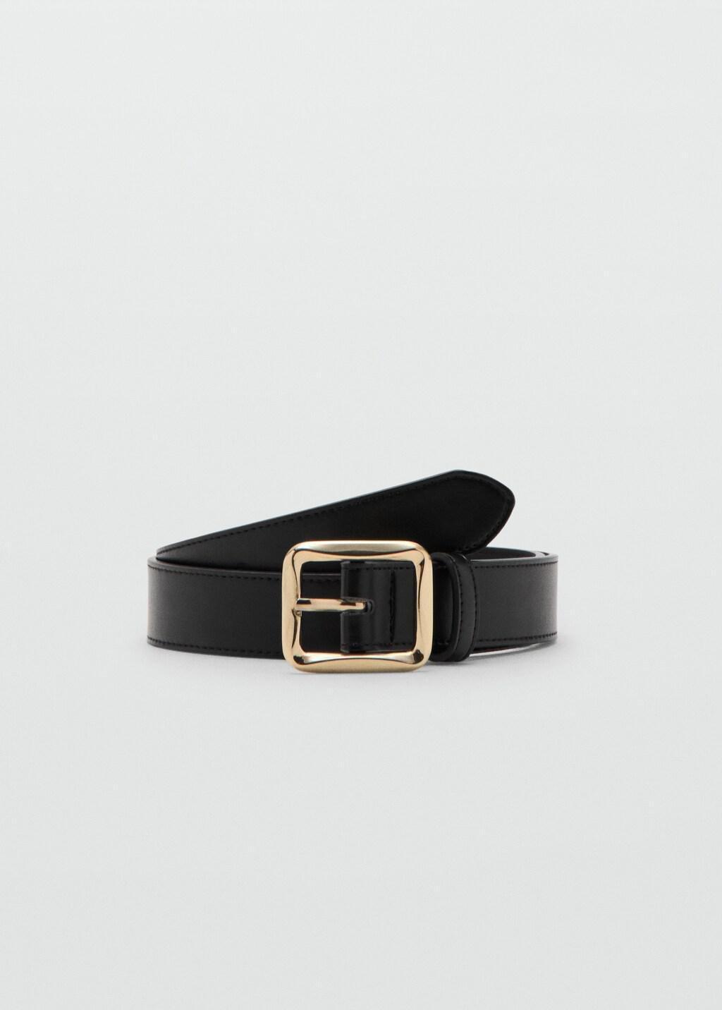 Black Square Buckle Belt, 0201_99, large image number 3