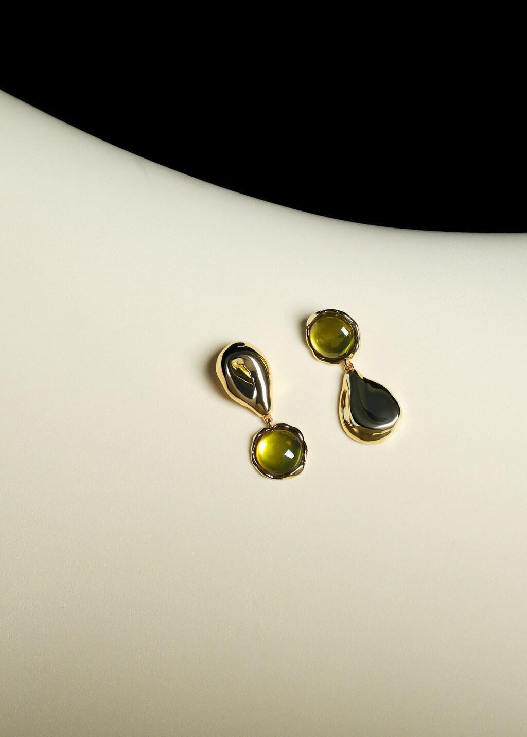 Gold Mixed Resin Earrings, Gold, medium