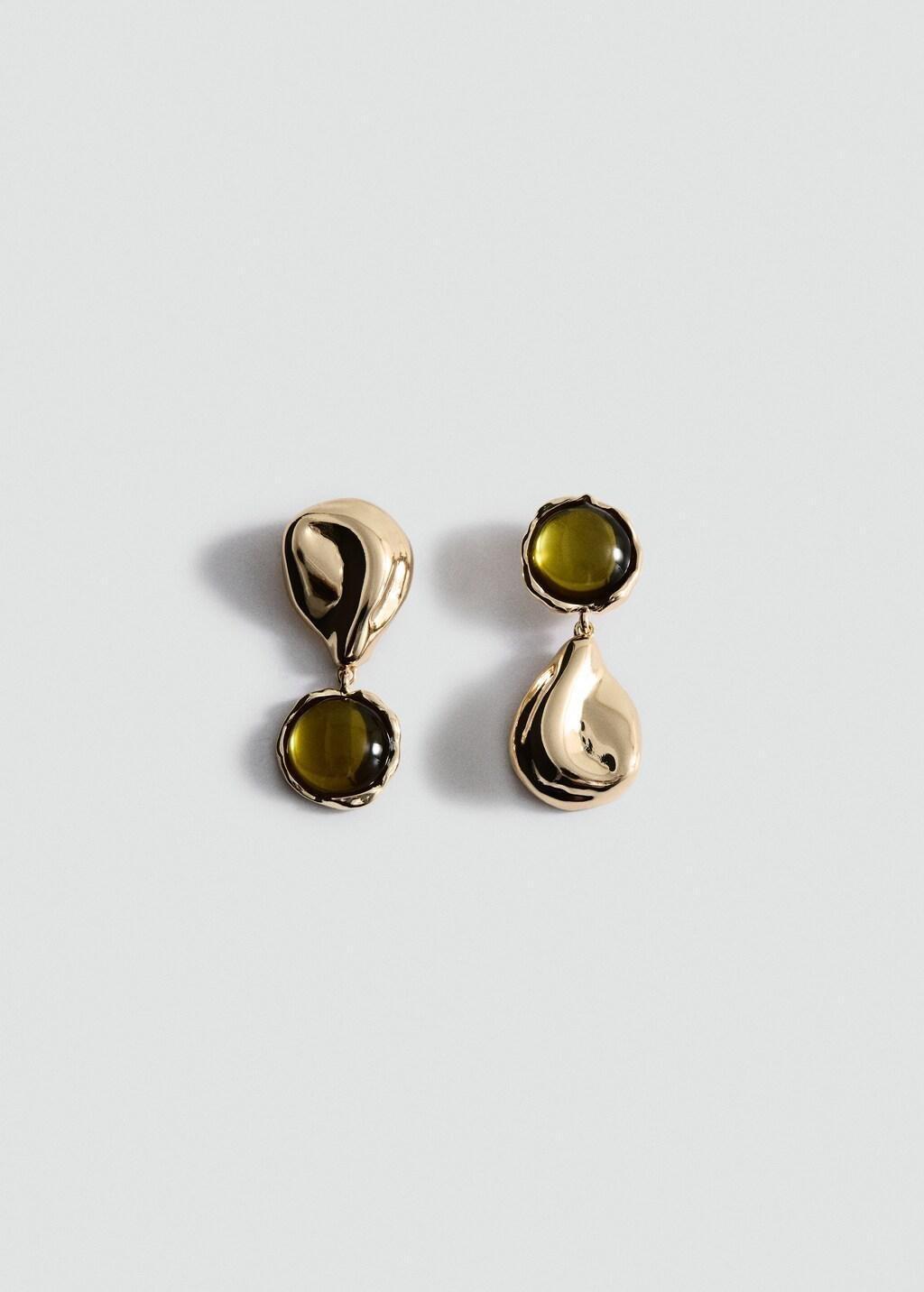Gold Mixed Resin Earrings, Gold, large image number 4