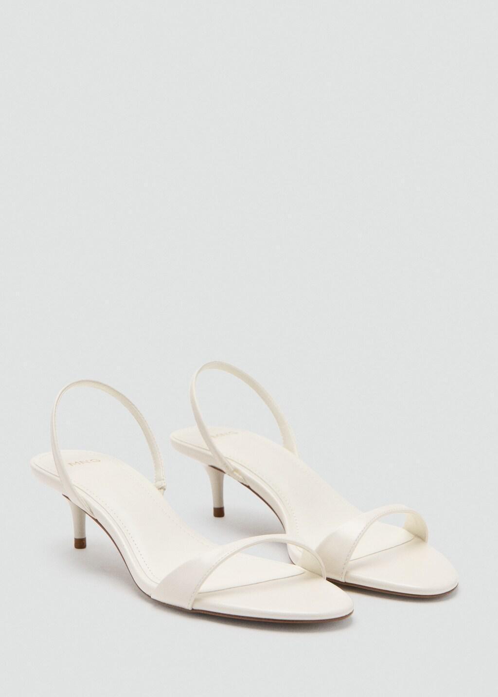 Beige Kitten-Heel Sandals With Strap, Light Beige, large image number 0