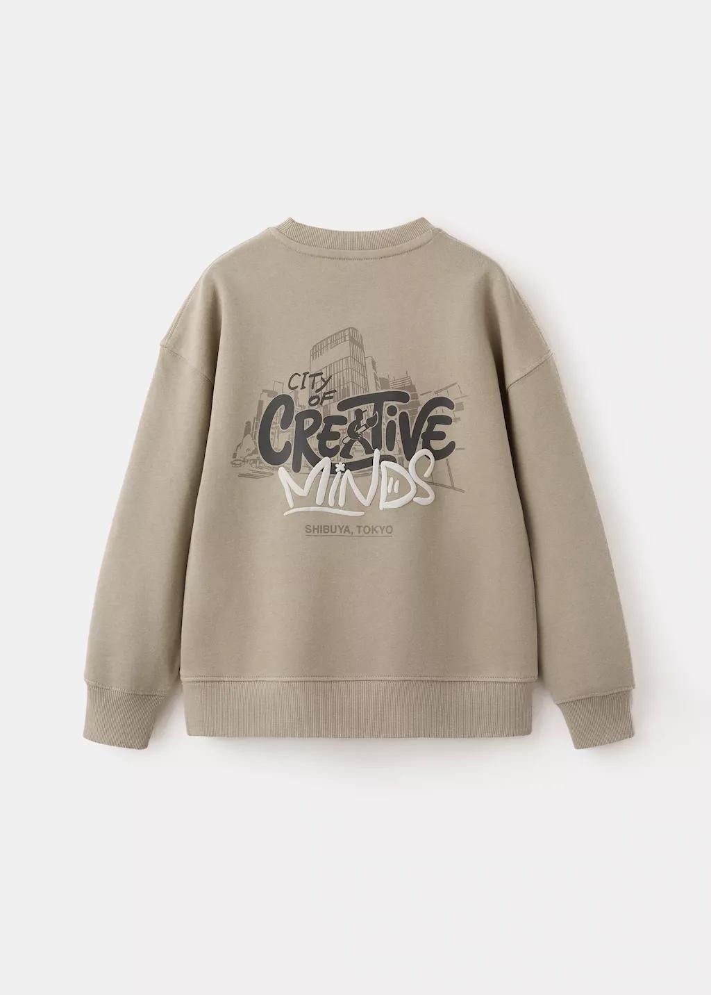 Brown Lt Pastel Printed Cotton Sweatshirt, Kids Boy, Light Pastel Brown, large image number 2