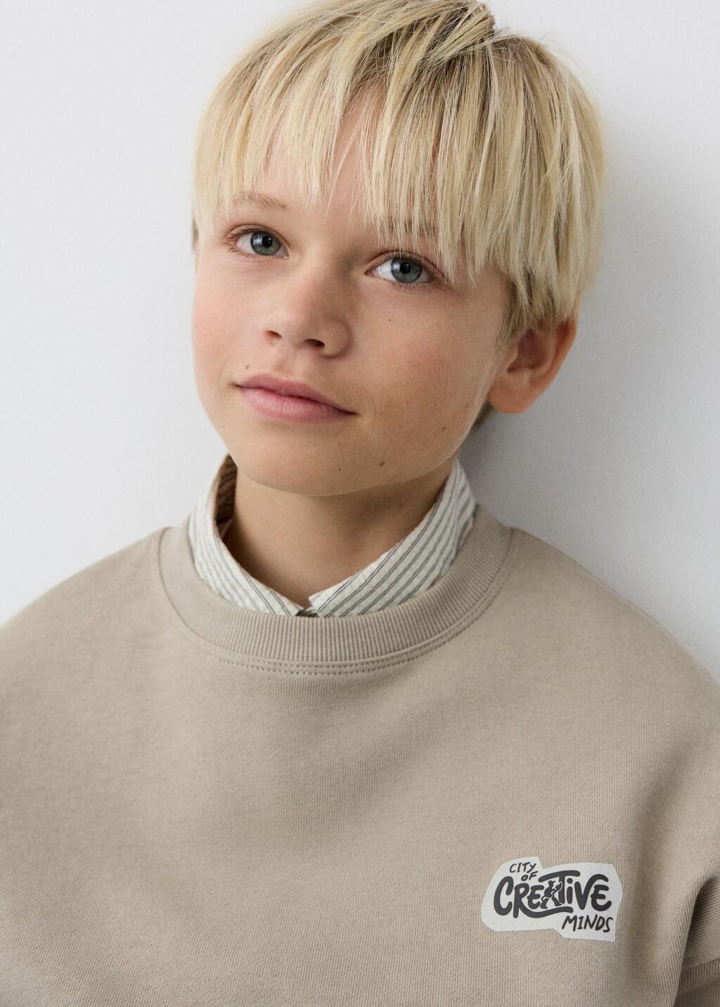 Brown Lt Pastel Printed Cotton Sweatshirt, Kids Boy, Light Pastel Brown, large image number 4