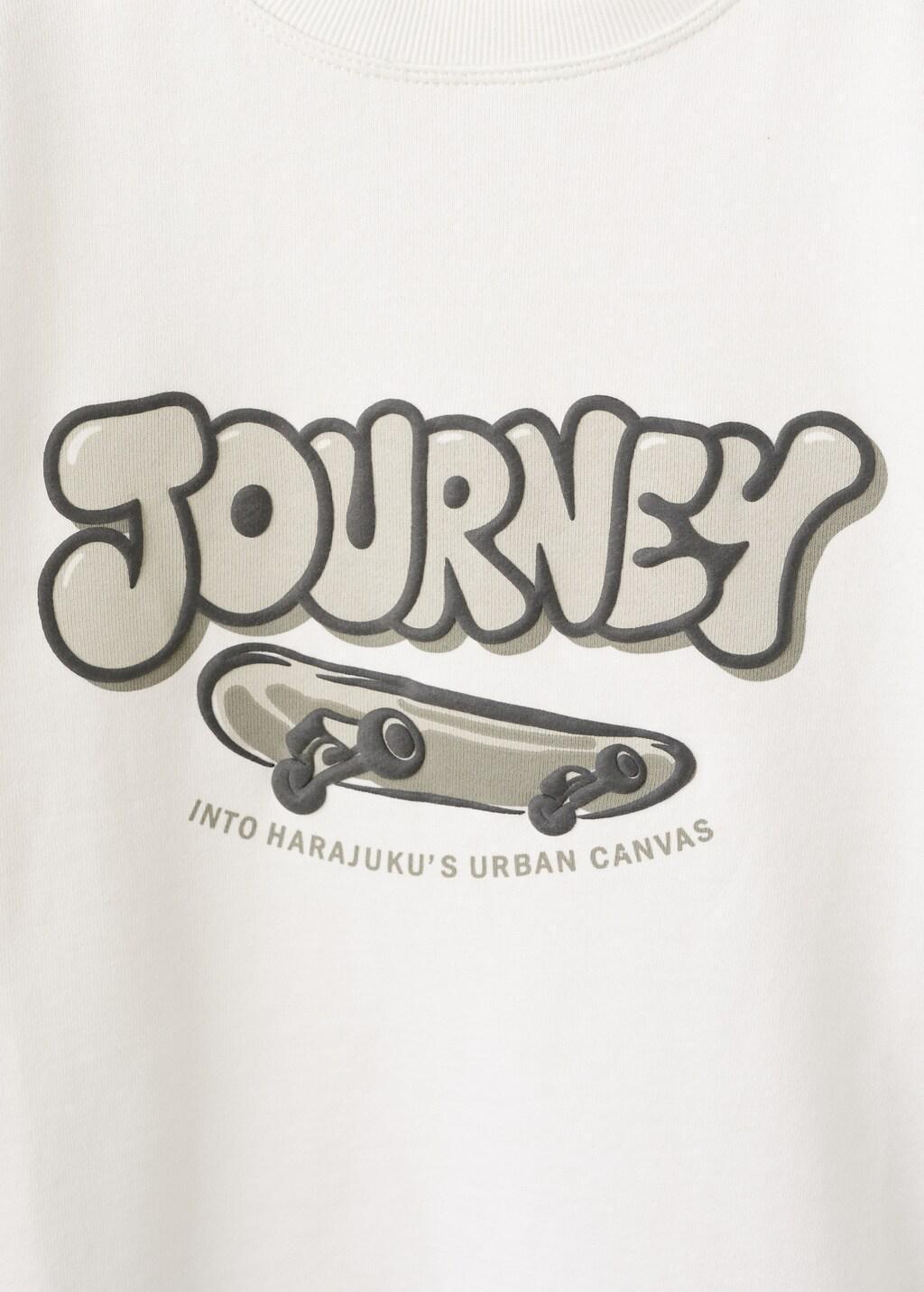 White Printed Cotton Sweatshirt, Kids Boys, Natural White, medium