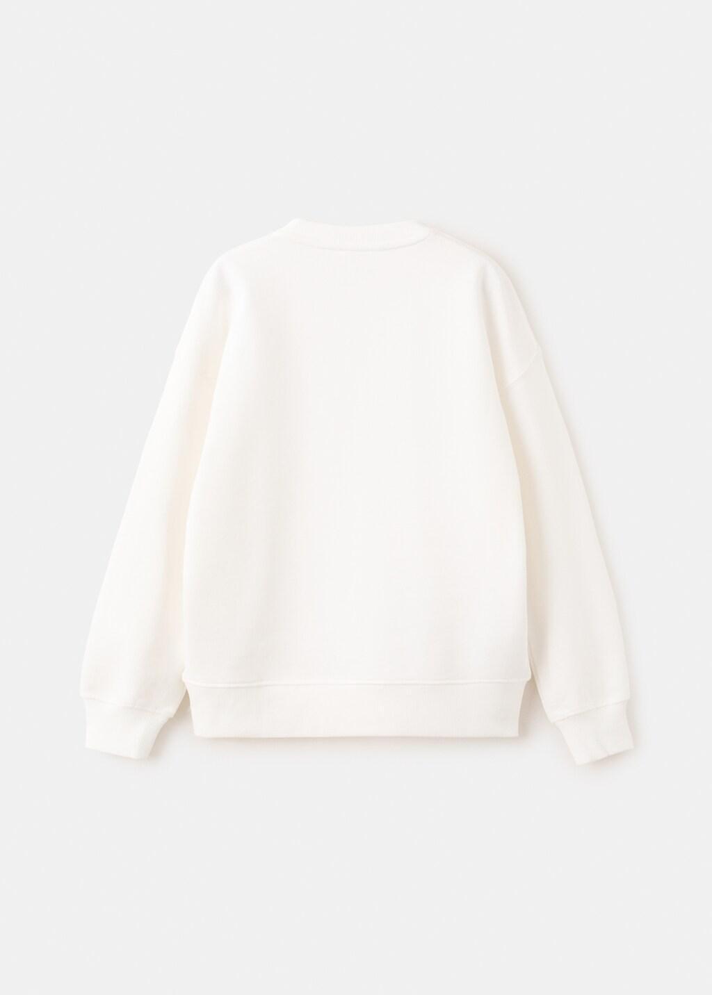 White Printed Cotton Sweatshirt, Kids Boys, Natural White, medium