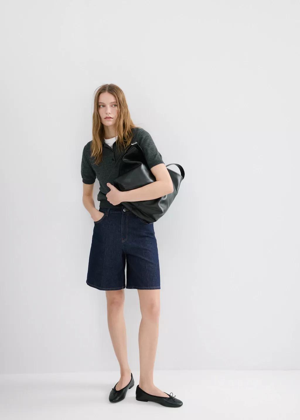 Blue High-Waist Straight-Fit Denim Shorts, Open Blue, large image number 0