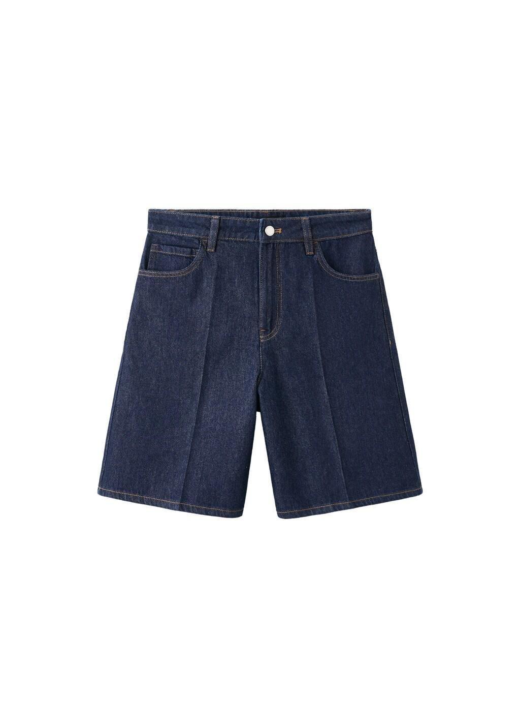 Blue High-Waist Straight-Fit Denim Shorts, Open Blue, large image number 6