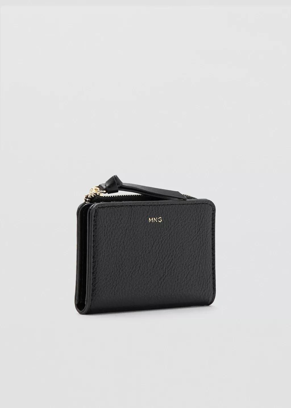 Black Small Faux-Leather Wallet, Black, large image number 0