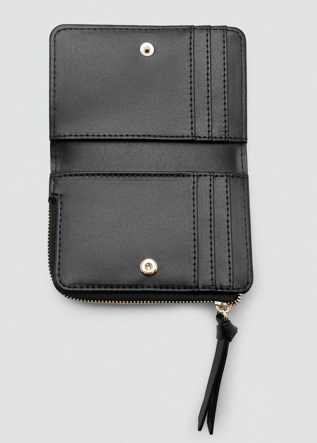 Black Small Faux-Leather Wallet, Black, large image number 1