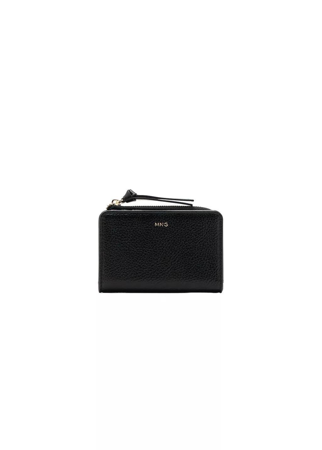 Black Small Faux-Leather Wallet, Black, large image number 2
