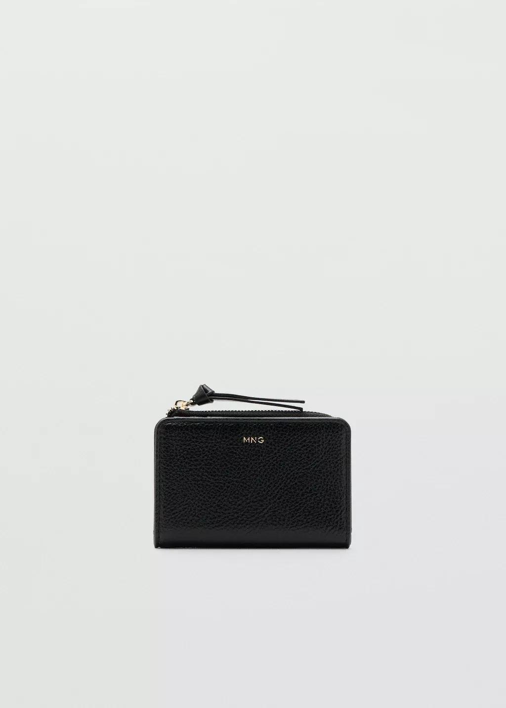Black Small Faux-Leather Wallet, Black, large image number 3