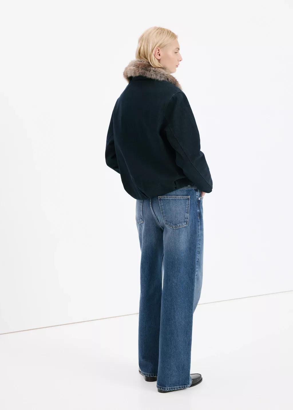 Blue Straight Low-Waist Jeans, Open Blue, large image number 2