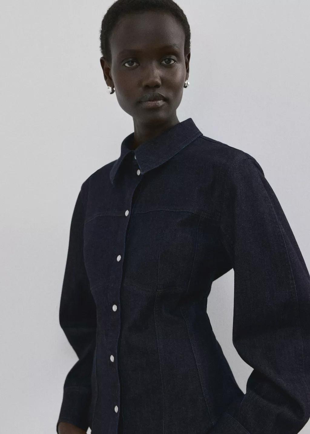 Blue Denim Shirt With Seams, 0201_TS, large image number 3