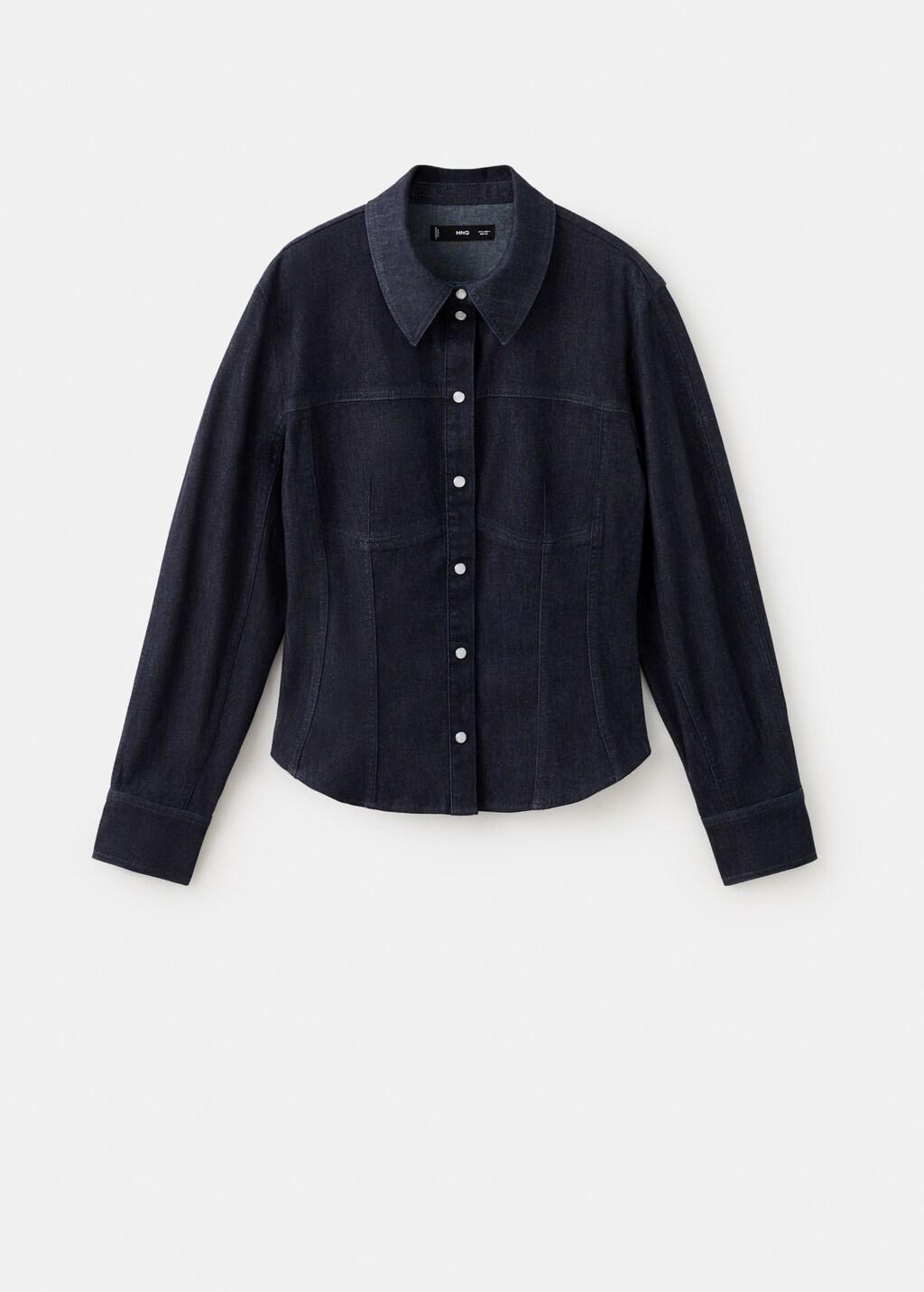 Blue Denim Shirt With Seams, 0201_TS, large image number 7