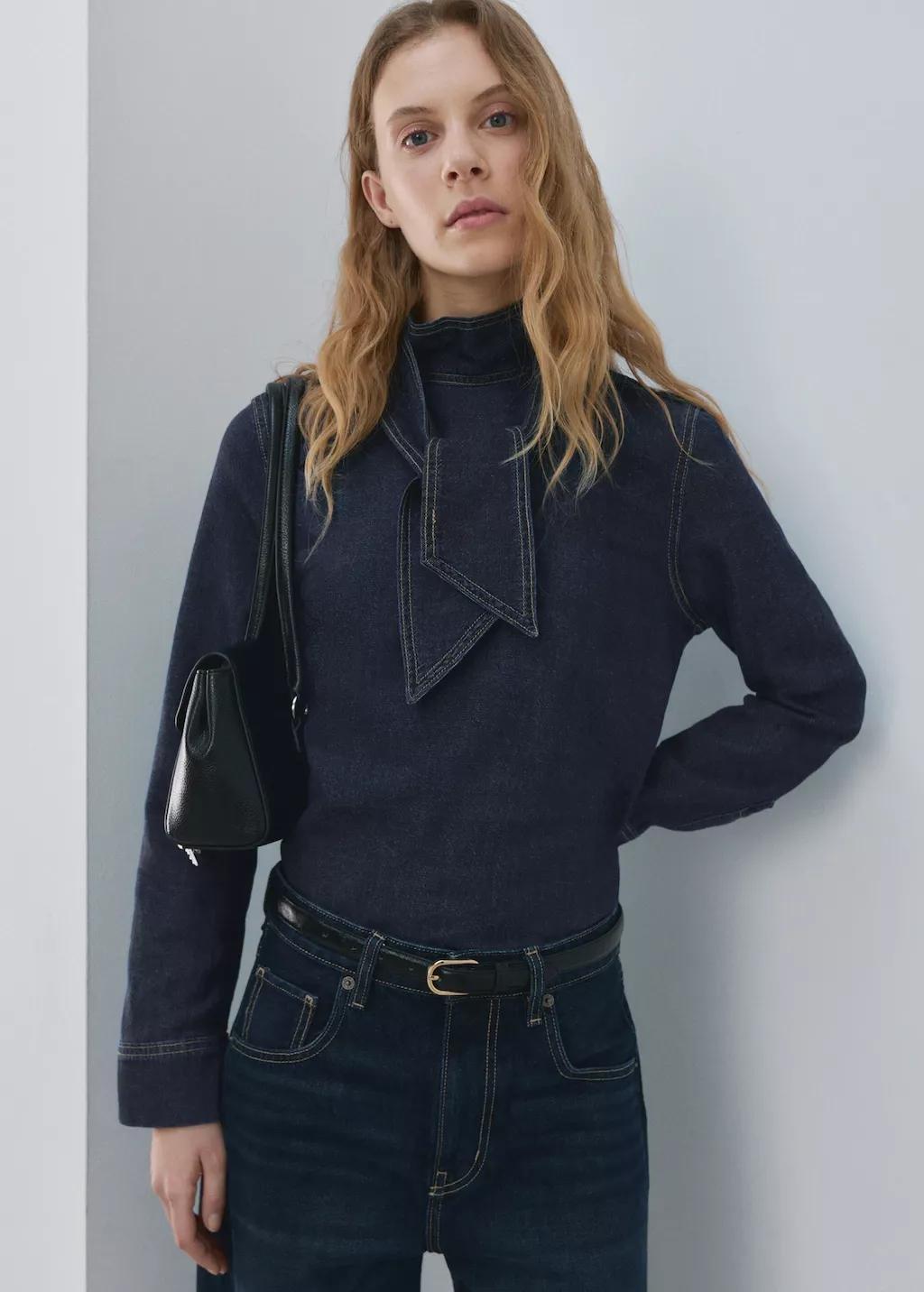 Blue Denim Shirt With Tie Fastening, 0201_TO, large image number 3