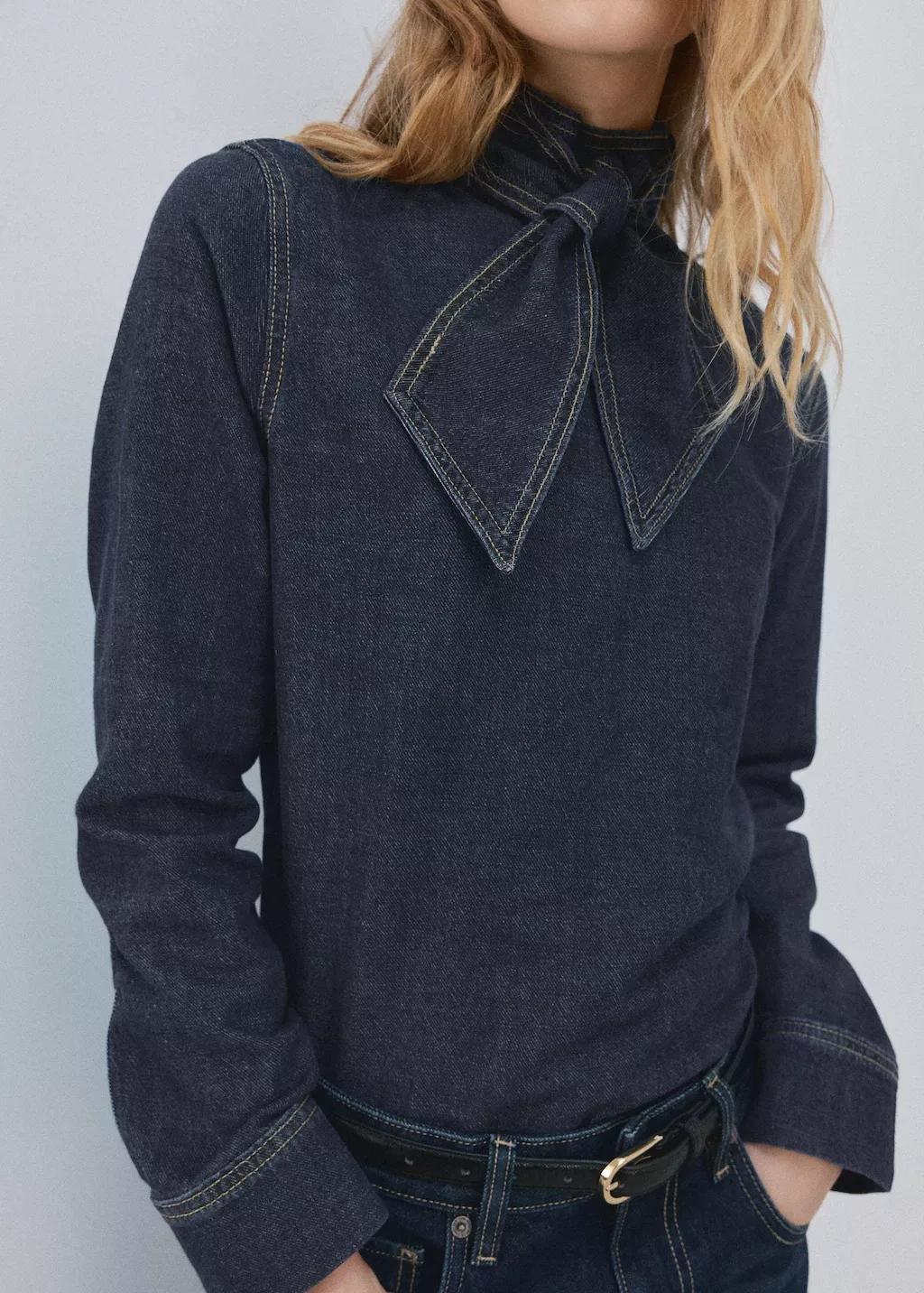 Blue Denim Shirt With Tie Fastening, 0201_TO, large image number 7