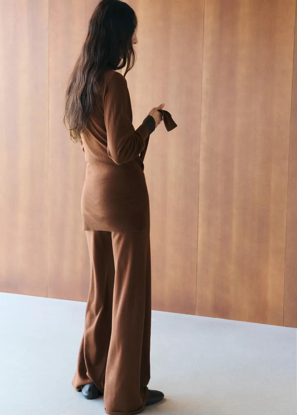 Brown Straight-Fit Trousers With Elastic Waist, 0201_17, large image number 2