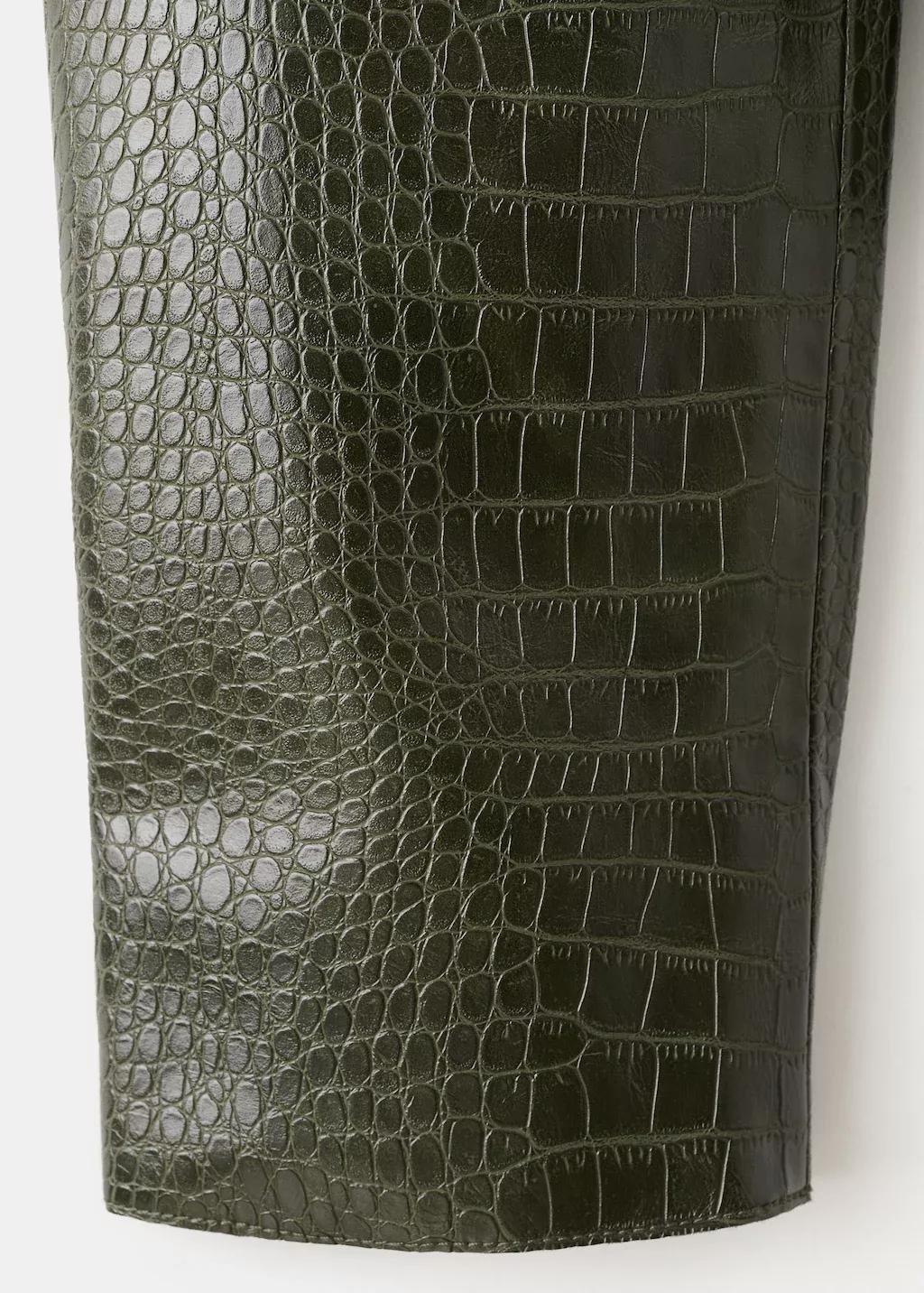 Khaki Croc-Effect Faux Leather Jacket, 0201_37, large image number 4