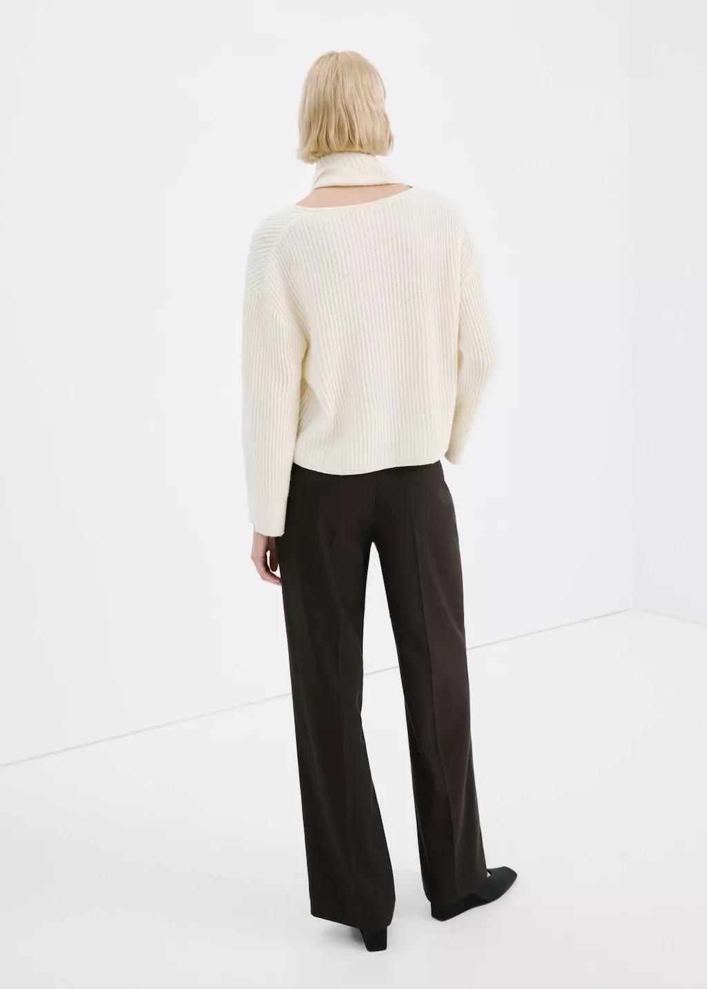 Brown Wide Leg Mid-Rise Pleated Trousers, 0201_30, large image number 7