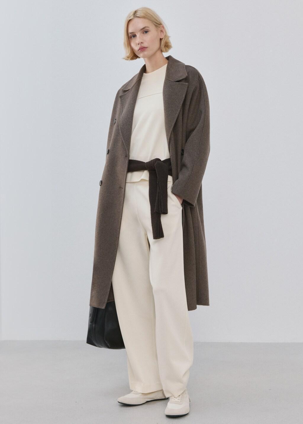 Beige Straight-Fit Cotton Trousers, 0201_05, large image number 0