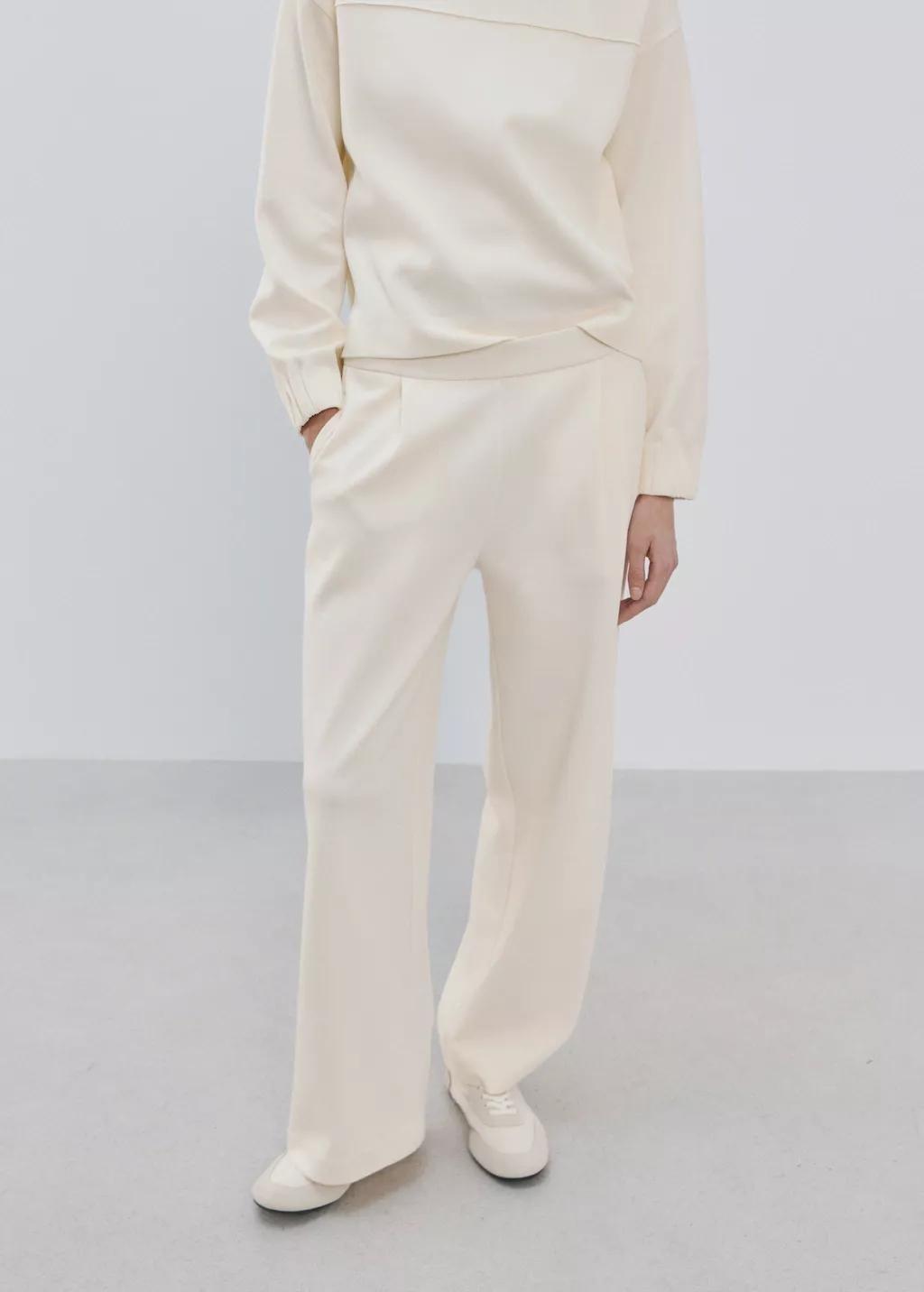 Beige Straight-Fit Cotton Trousers, 0201_05, large image number 3