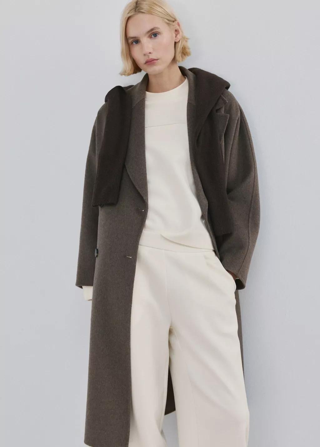 Beige Straight-Fit Cotton Trousers, 0201_05, large image number 4