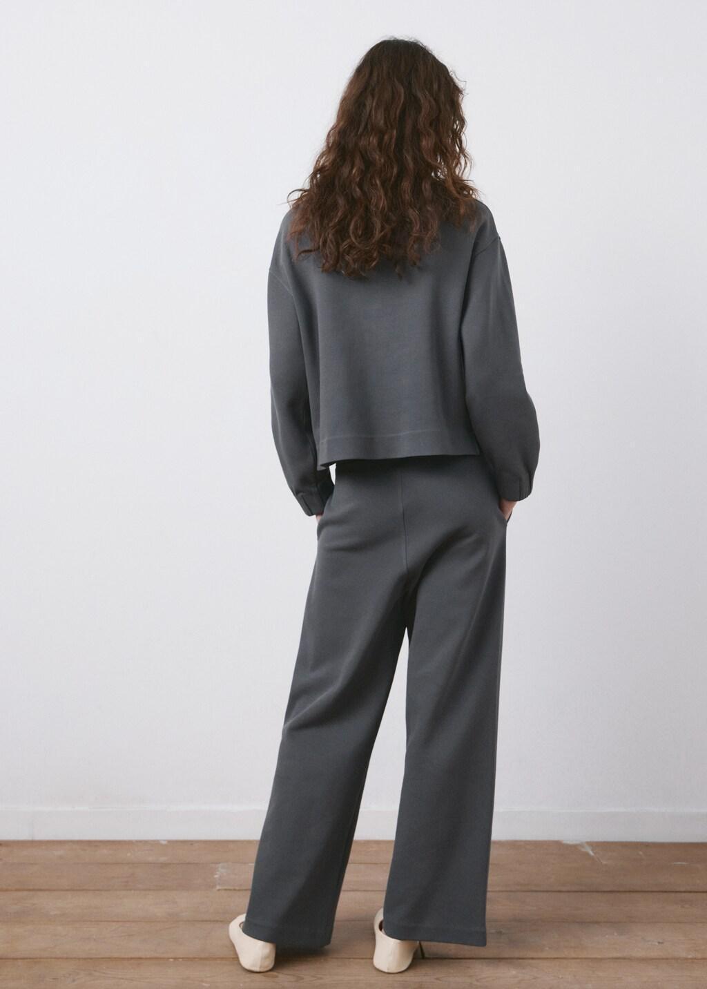 Grey Straight-Fit Cotton Trousers, 0201_52, medium