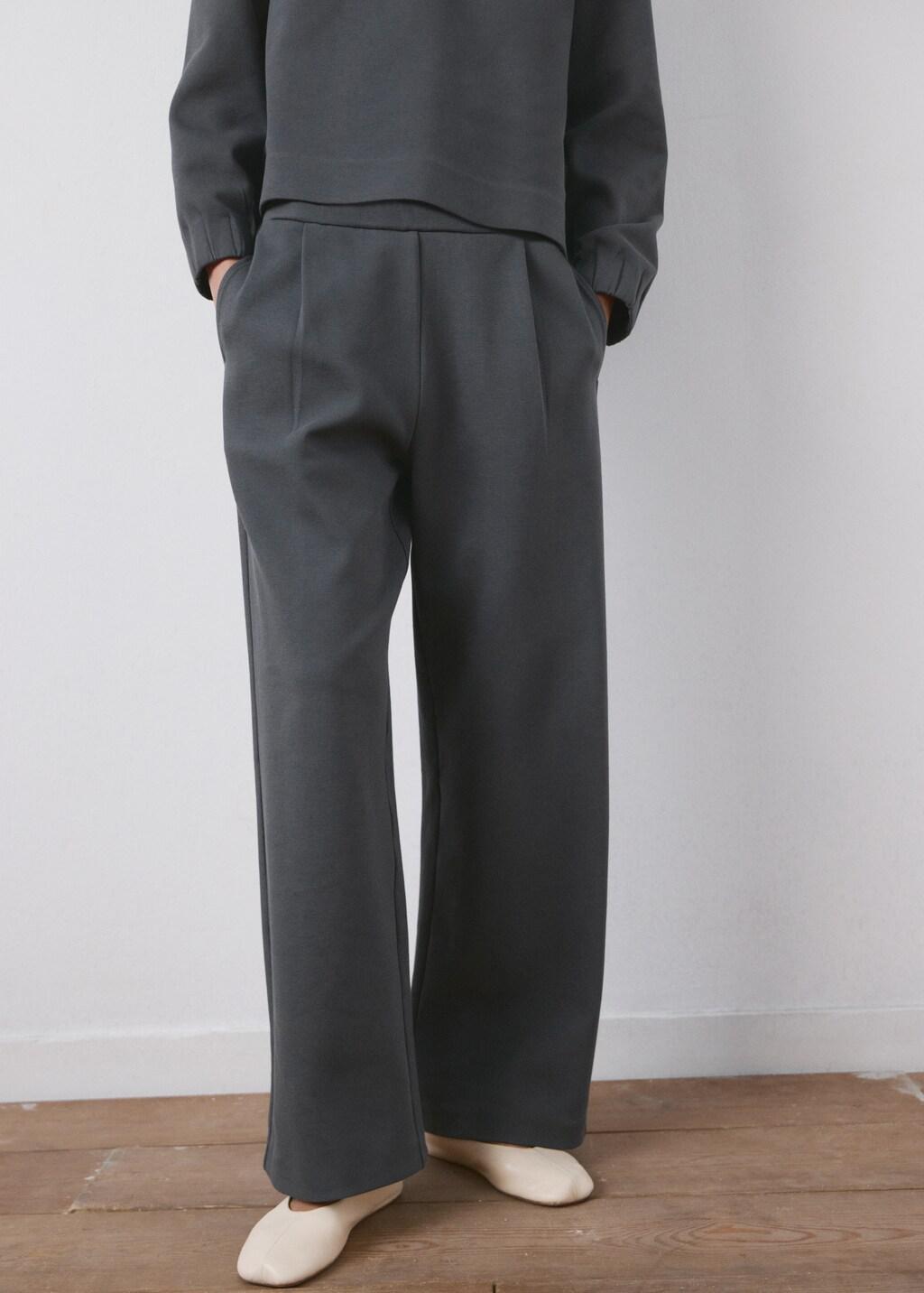 Grey Straight-Fit Cotton Trousers, 0201_52, large image number 3