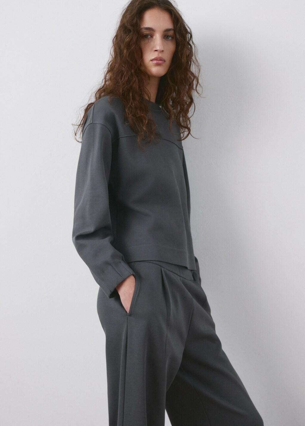 Grey Straight-Fit Cotton Trousers, 0201_52, large image number 4