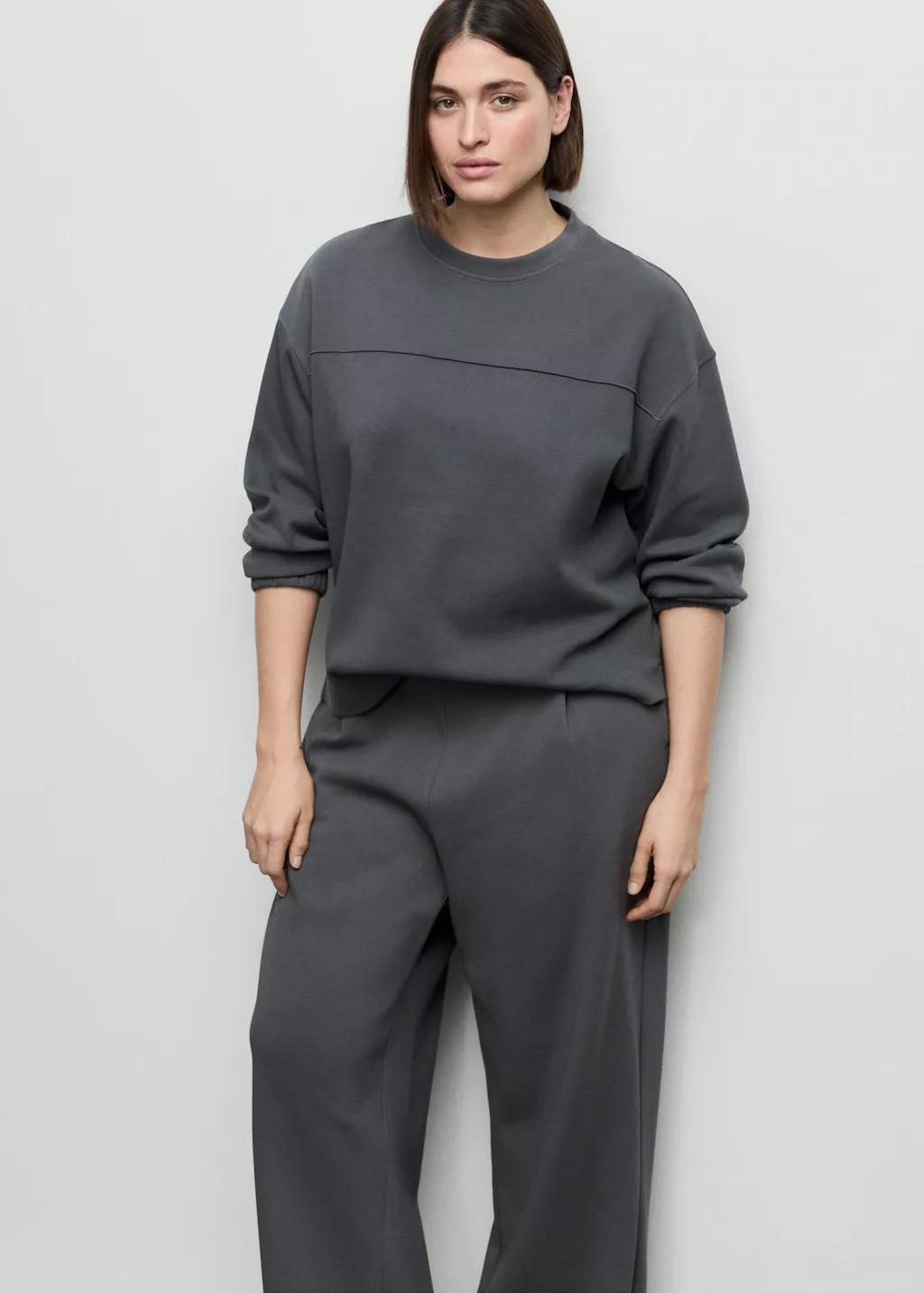 Grey Straight-Fit Cotton Trousers, 0201_52, large image number 6