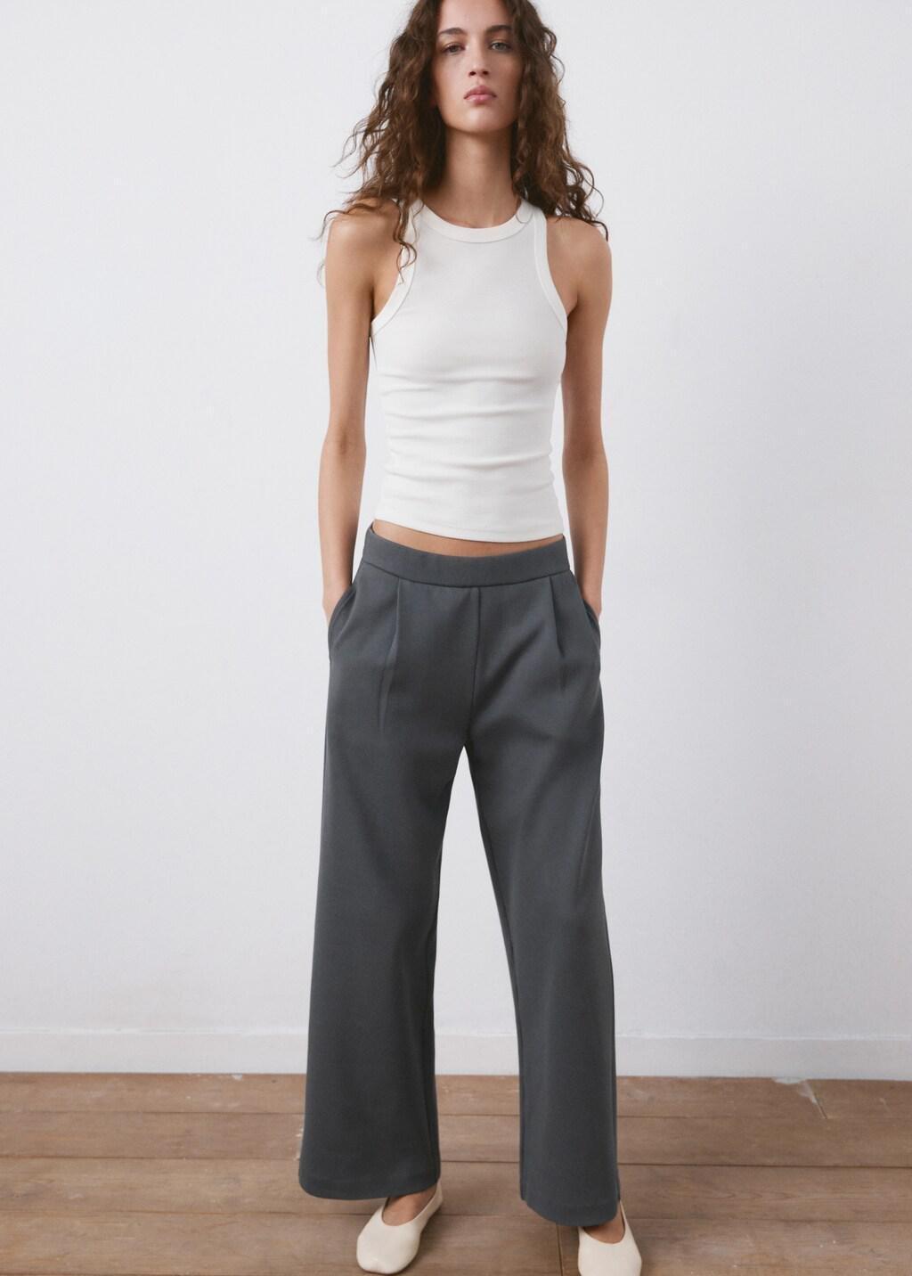 Grey Straight-Fit Cotton Trousers, 0201_52, large image number 7