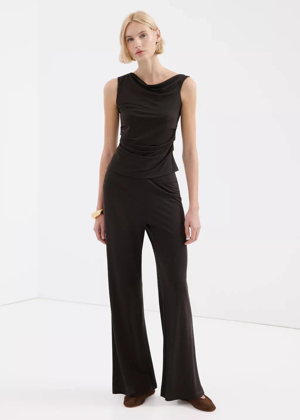 Brown Asymmetrical Top With Draped Neckline, 0201_30, large image number 0