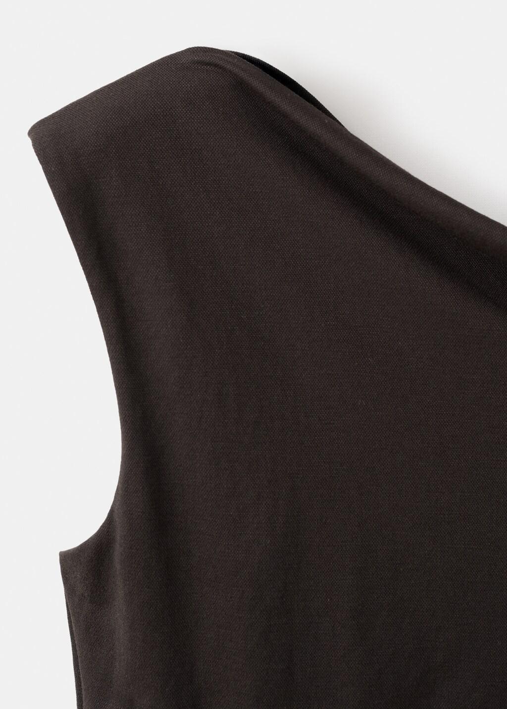 Brown Asymmetrical Top With Draped Neckline, 0201_30, large image number 1