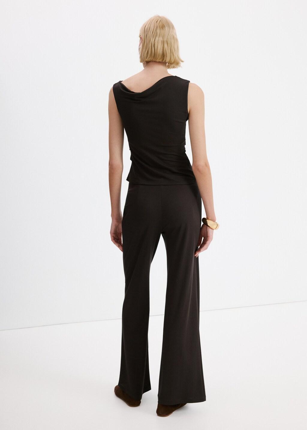 Brown Asymmetrical Top With Draped Neckline, 0201_30, medium