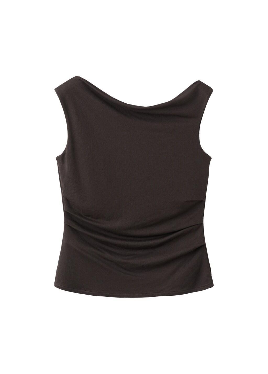 Brown Asymmetrical Top With Draped Neckline, 0201_30, large image number 7