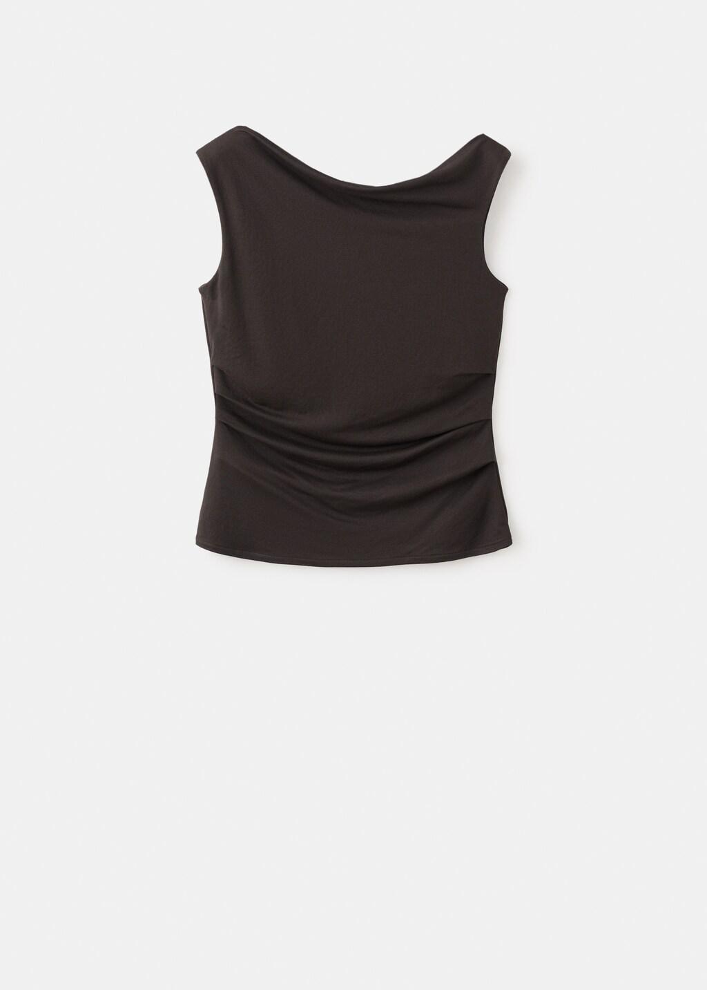 Brown Asymmetrical Top With Draped Neckline, 0201_30, large image number 8