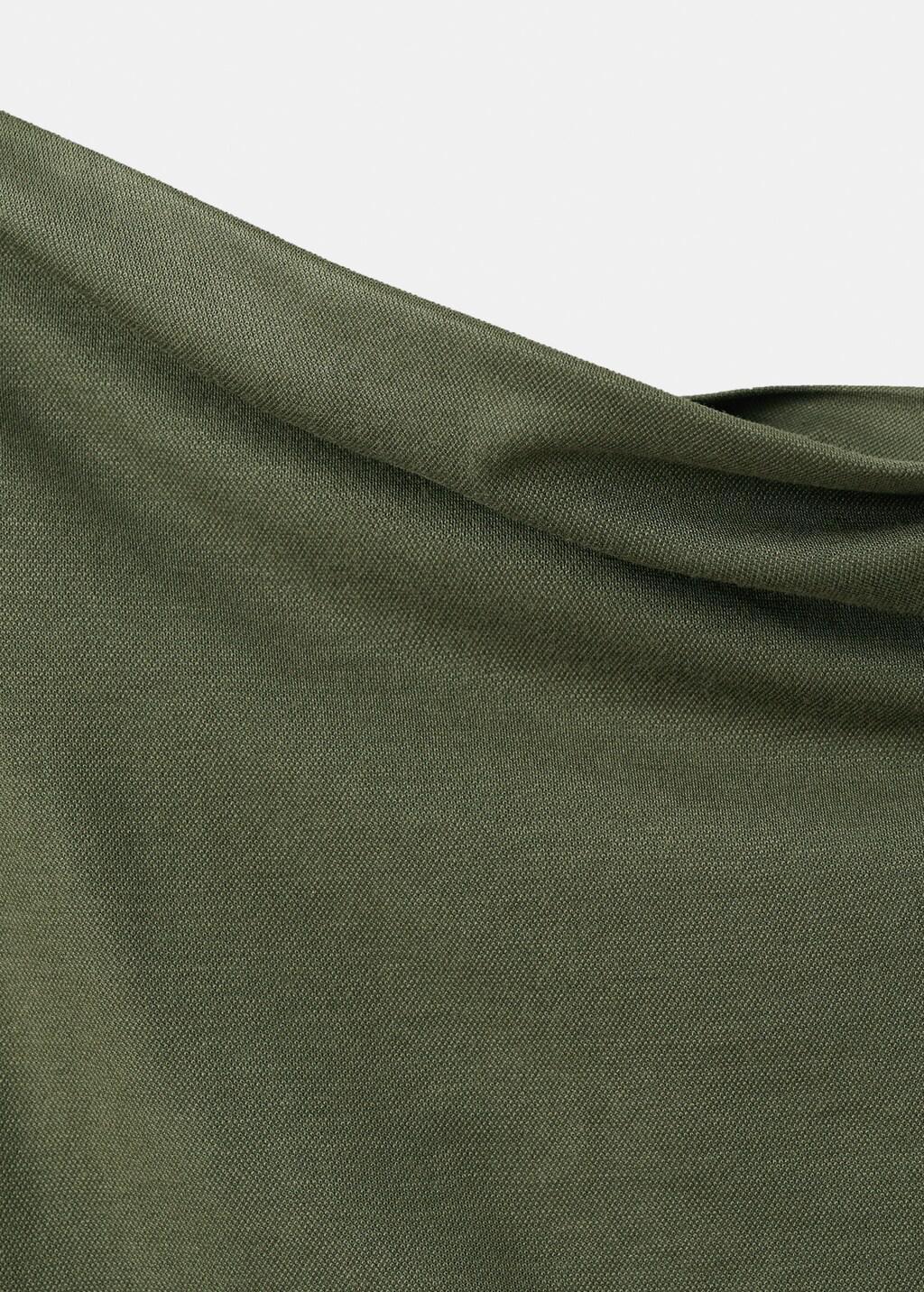 Khaki Asymmetrical Top With Draped Neckline, 0201_37, large image number 1