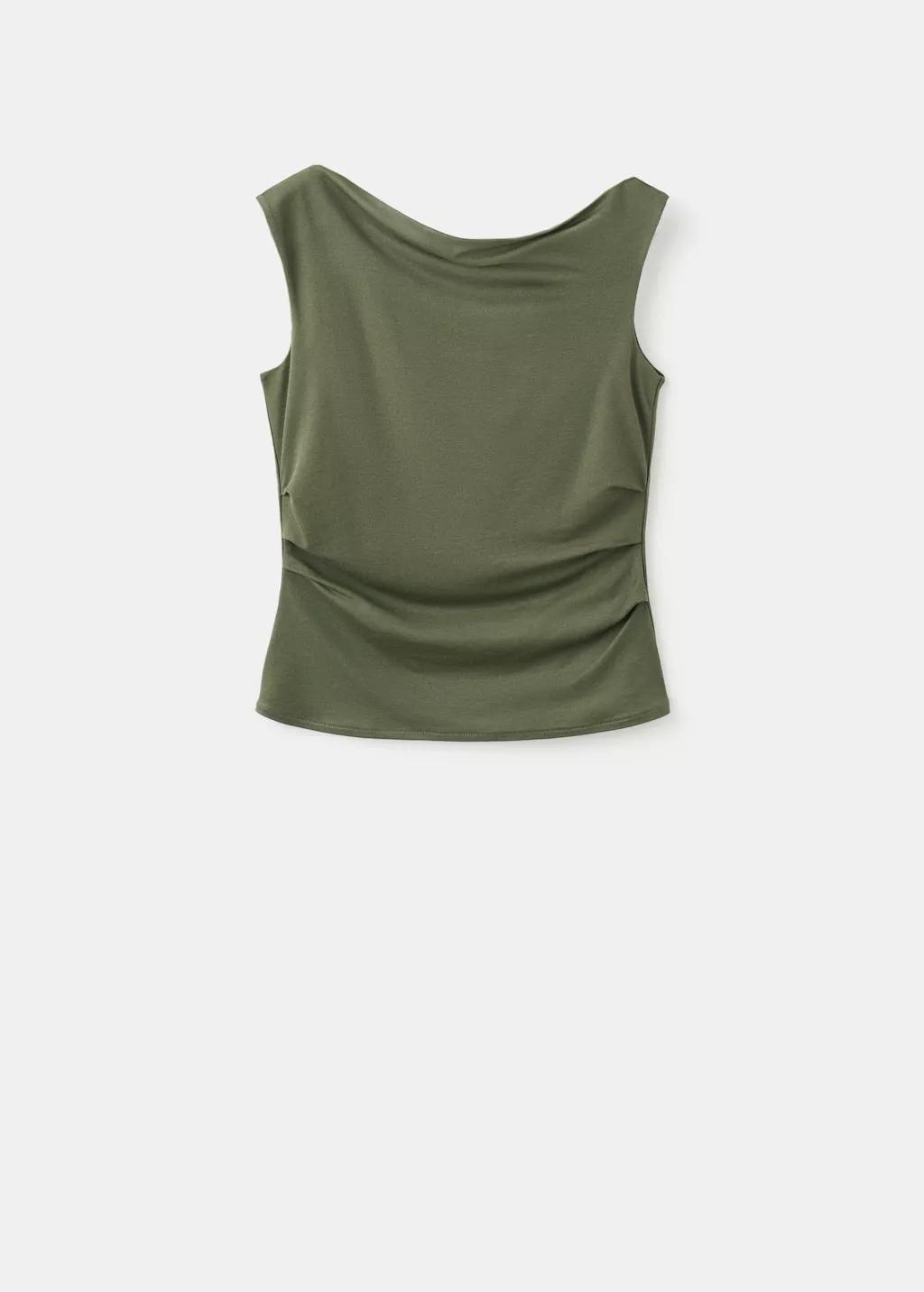 Khaki Asymmetrical Top With Draped Neckline, 0201_37, large image number 6