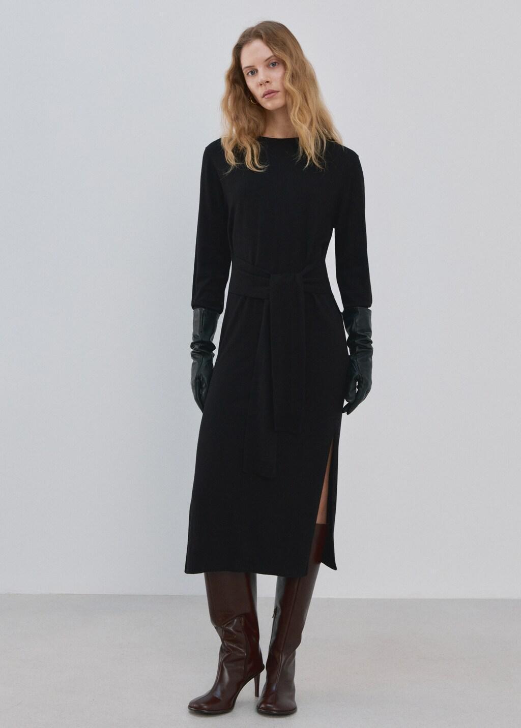 Black Knot Knitted Dress, 0201_99, medium