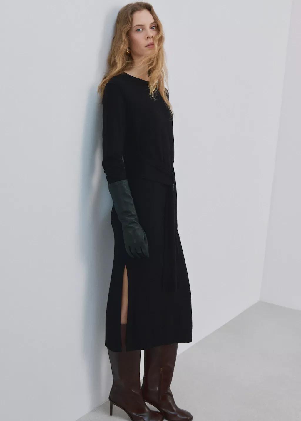 Black Knot Knitted Dress, 0201_99, large image number 3