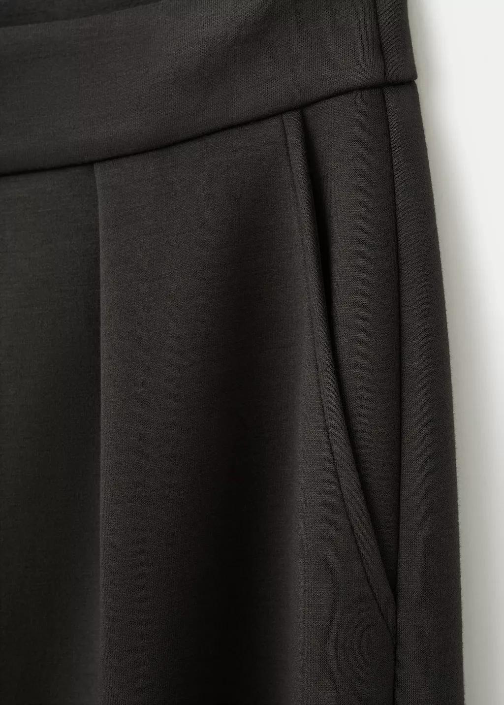 Brown Straight-Fit Trousers With Elastic Waist, Dark Brown, medium