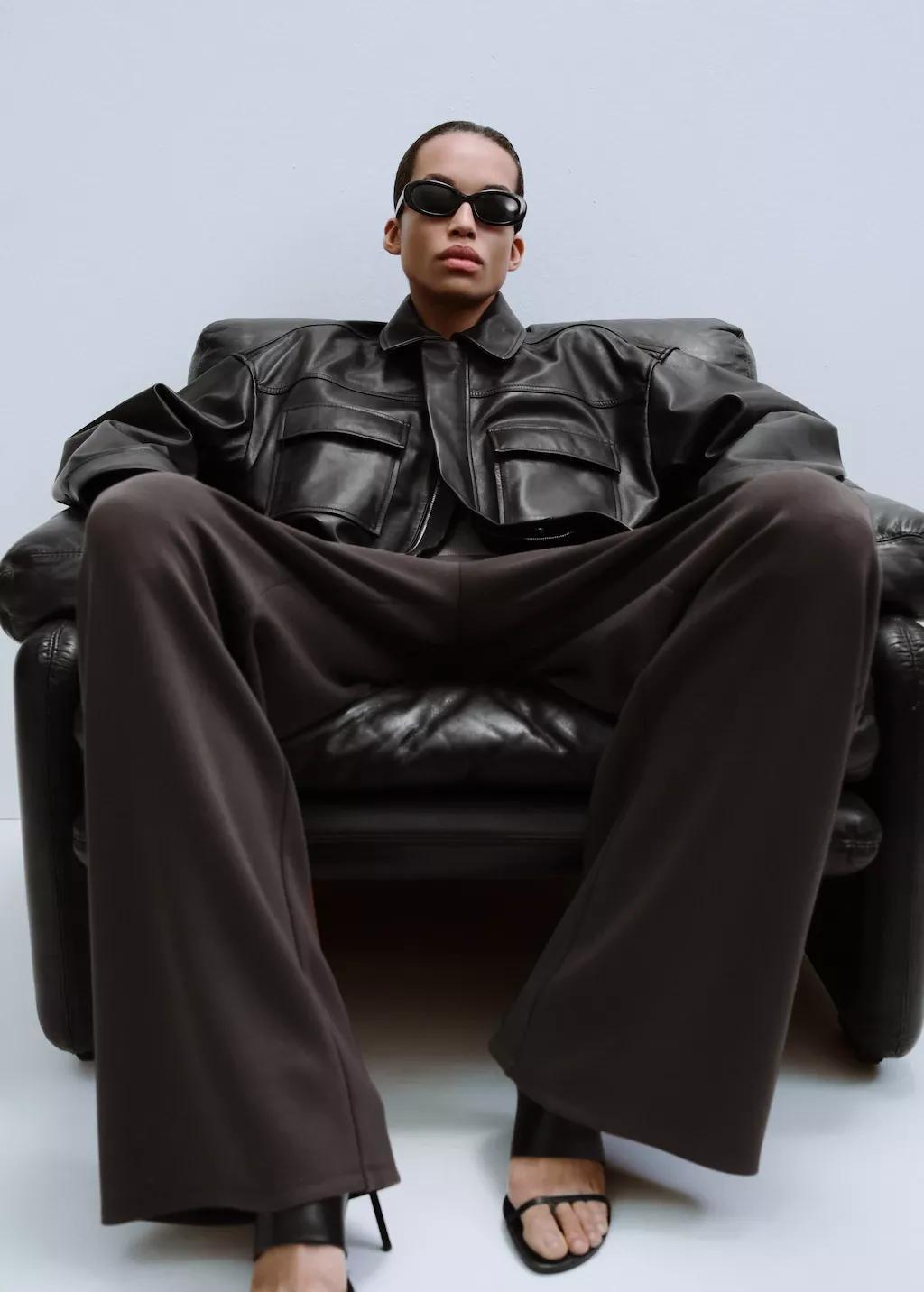 Brown Straight-Fit Trousers With Elastic Waist, Dark Brown, large image number 4