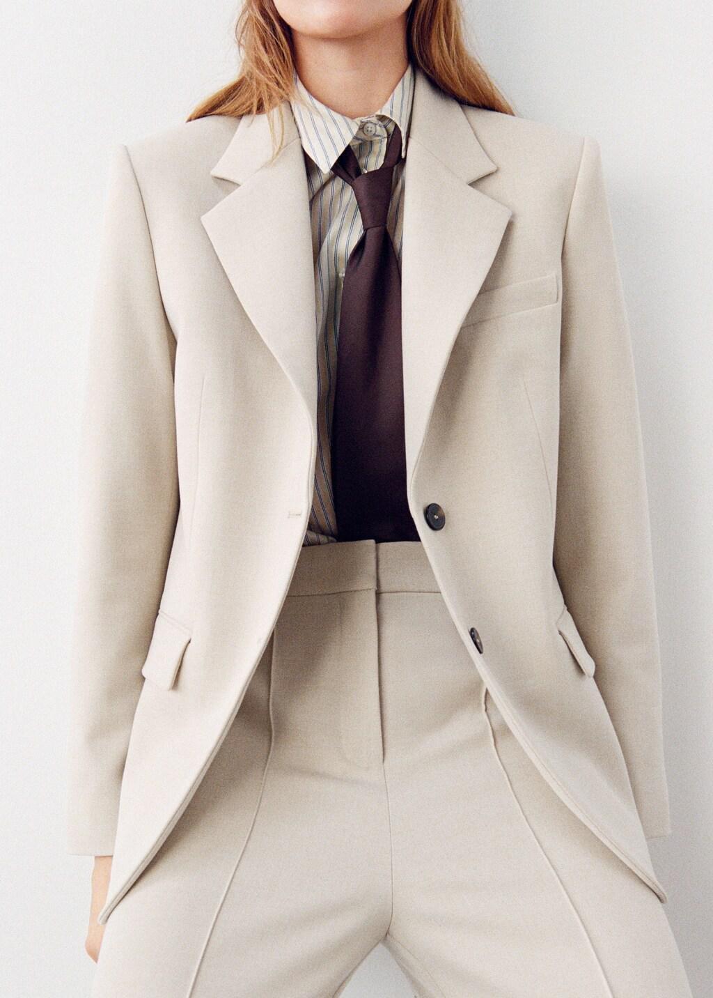 Double-breasted suit jacket, Light Beige, large
