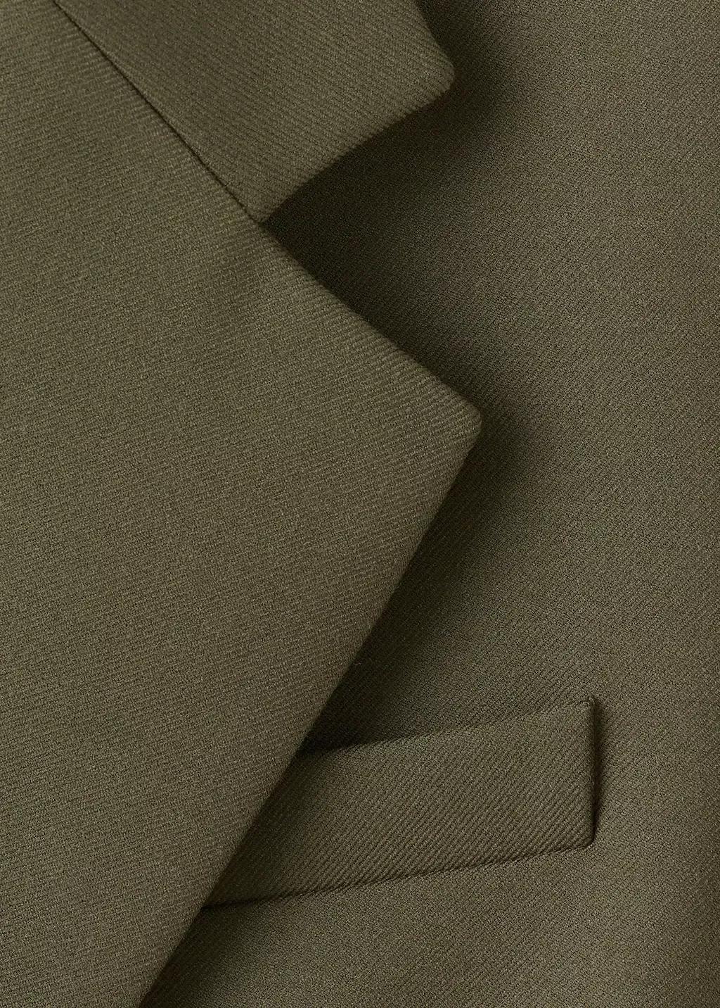 Khaki Double-Breasted Suit Jacket, Beige - Khaki, large image number 4