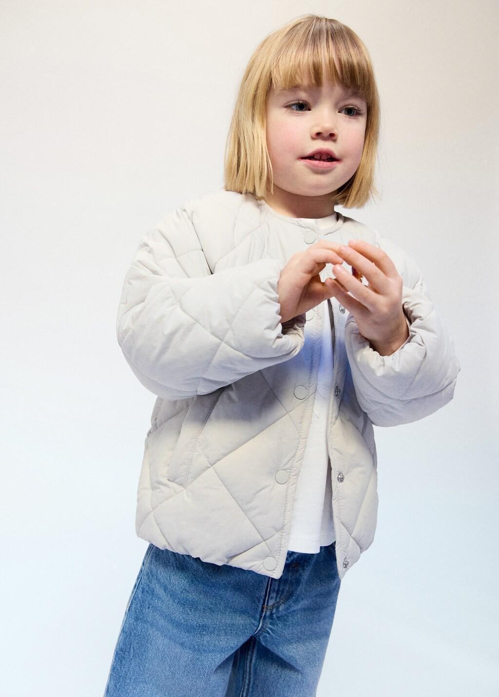 Grey Lt Pastel Quilted Jacket, Baby Girl, Light Pastel Grey, large image number 2