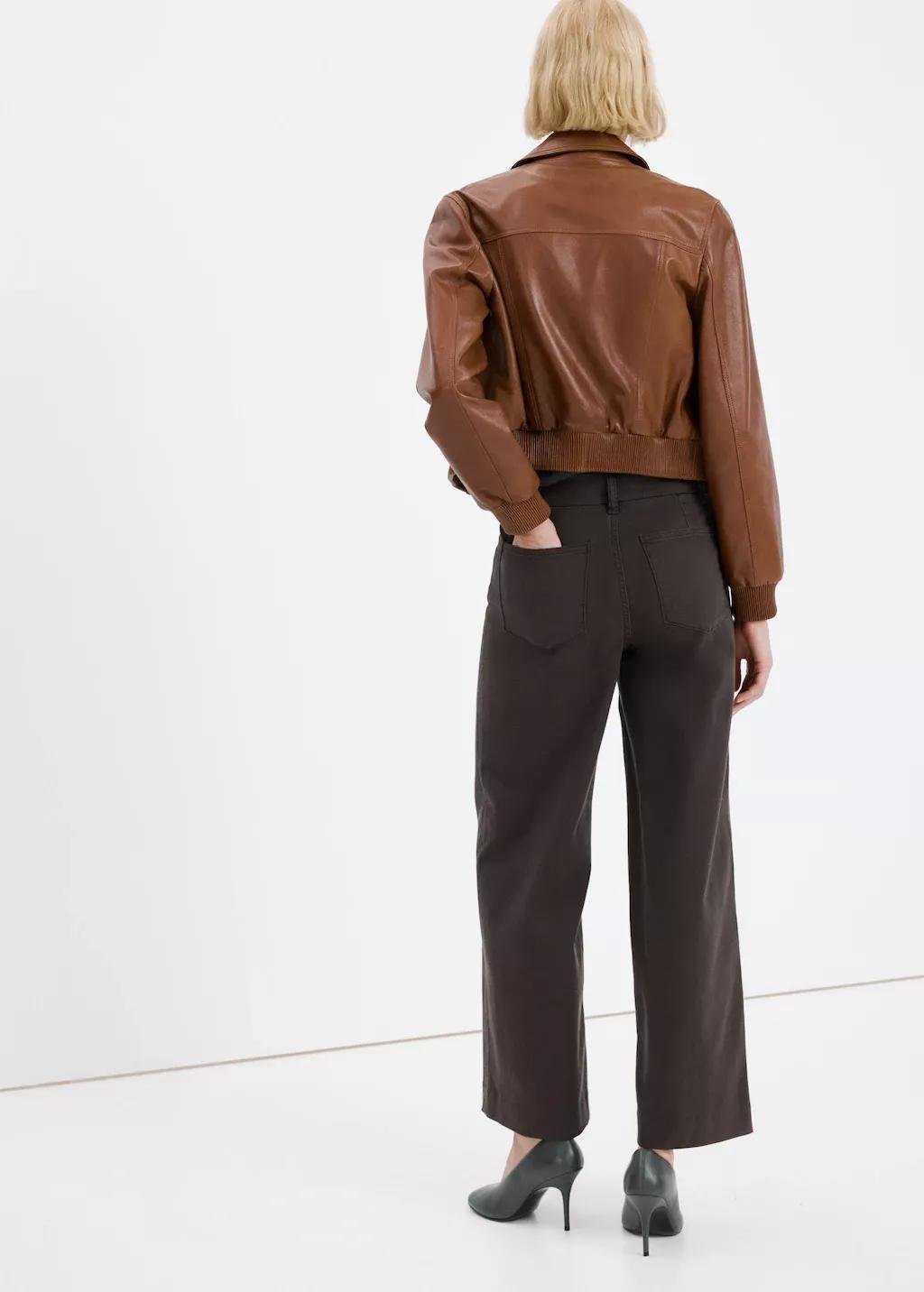 Brown High-Waisted Wide Leg Jeans With Stitching, 0201_32, large image number 2