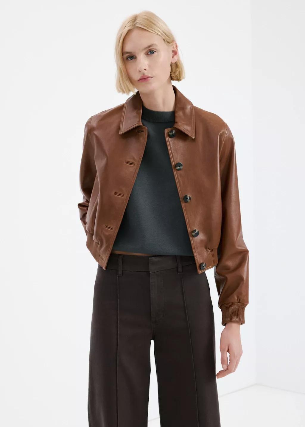 Brown High-Waisted Wide Leg Jeans With Stitching, 0201_32, large image number 4