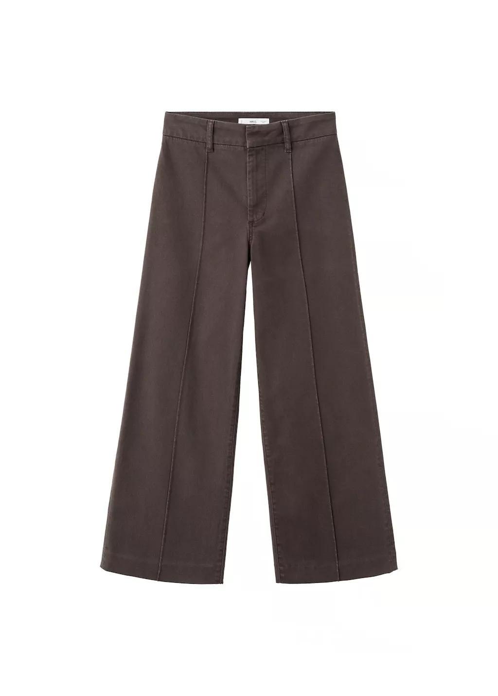 Brown High-Waisted Wide Leg Jeans With Stitching, 0201_32, large image number 6