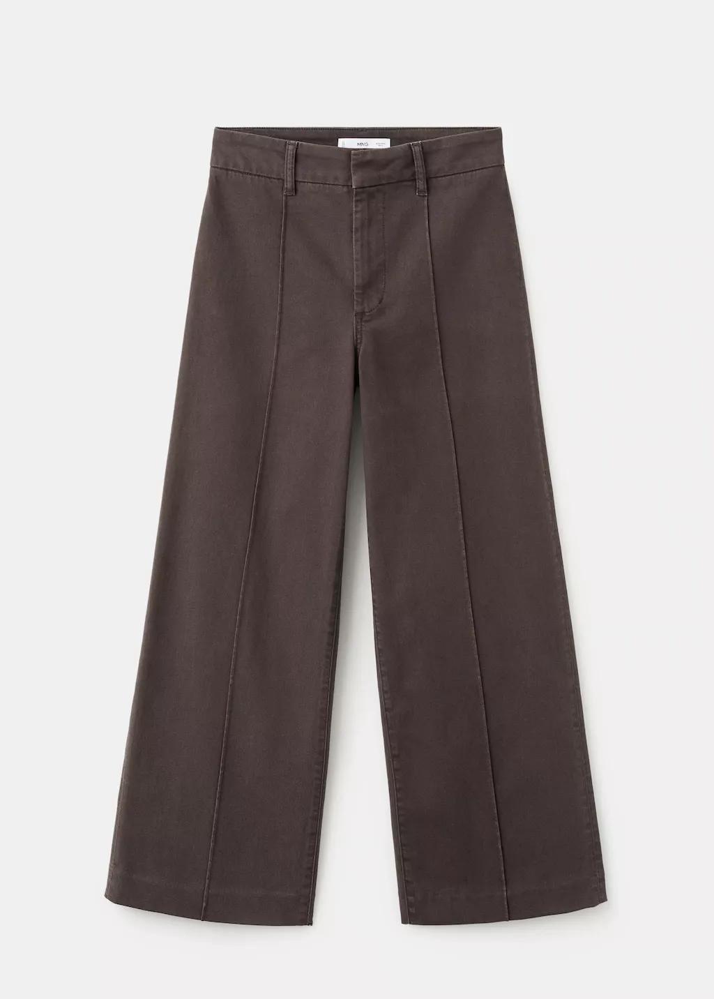 Brown High-Waisted Wide Leg Jeans With Stitching, 0201_32, large image number 8