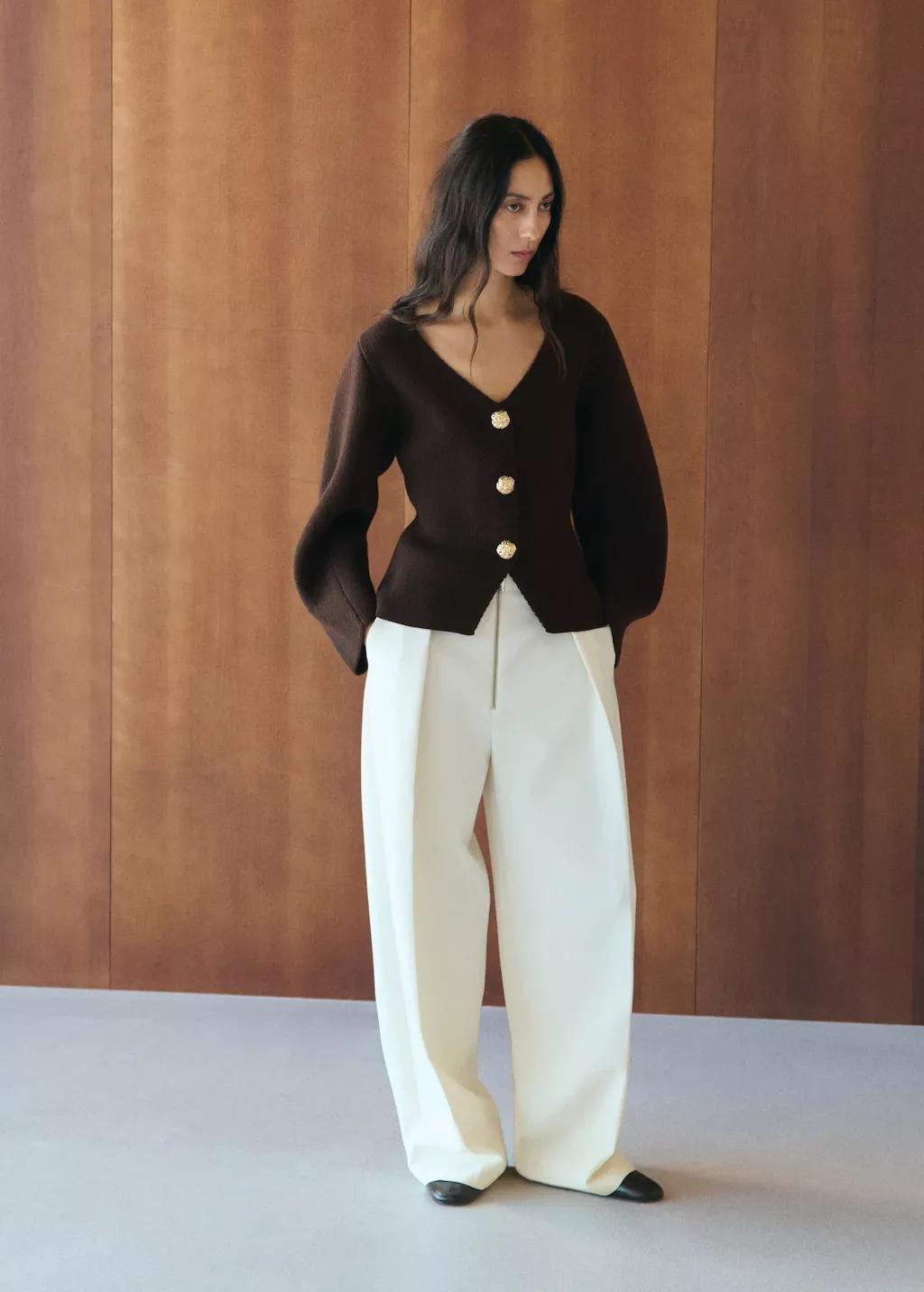 Brown Knitted Jacket With Jewel Buttons, 0201_32, large image number 0